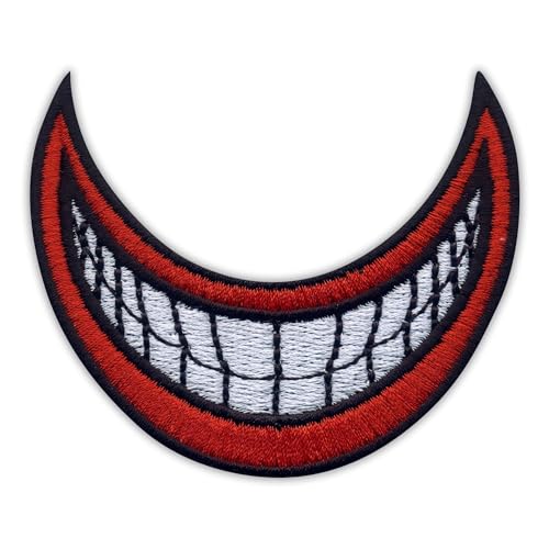 Patchion Joker Smile - Aufnäher / Emblem: 1 Stück, Comic, Gothic Cartoon, Rot, Stickerei, 6.5 cm x 7.8 cm von Patchion