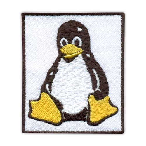Linux-Betriebssystem – Tux, weißer Hintergrund – schwarzes VeIcro/Klettverschluss-Rückseite – bestickter Aufnäher/Abzeichen/Emblem von Patchion