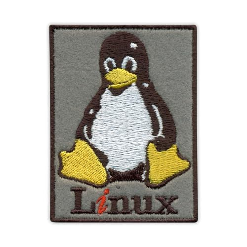 Linux Operating System – Tux, grauer Hintergrund – zum Aufnähen – bestickter Patch/Abzeichen/Emblem von Patchion