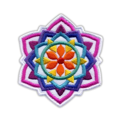 Mandala – weißer kleiner 7,6 cm – Aufnäher – bestickter Aufnäher/Abzeichen/Emblem von Patchion
