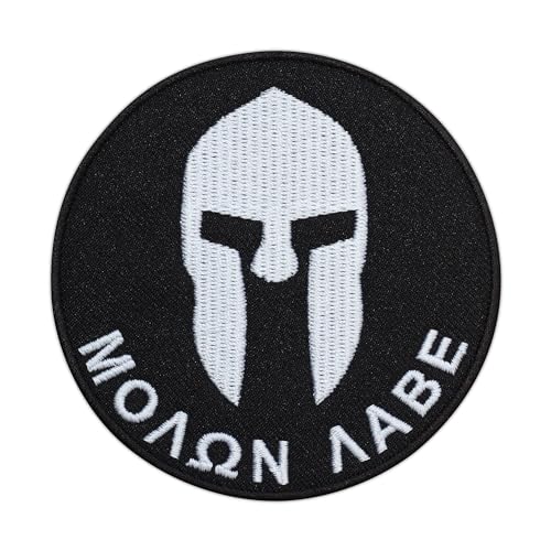 Molon Labe Aufnäher, Spartaner-Helm, einfarbig, magnetische Rückseite, bestickt Molon Labe Aufnäher, Spartaner-Helm, einfarbig, magnetische Rückseite, bestickt von Patchion