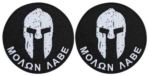 Molon Labe Aufnäher / Emblem, Spartanerhelm, Broken by Battles, mit Klettverschluss, Schwarz, 2 Stück Molon Labe Aufnäher / Emblem, Spartanerhelm, Broken by Battles, mit Klettverschluss, Schwarz, 2 Stück von Patchion