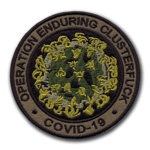 Operation Enduring Clusterfuck COVID-19 – dezent – zum Aufbügeln / Aufnähen – runder Aufnäher – Militärstil – 8,9 cm – bestickter Aufnäher von Patchion