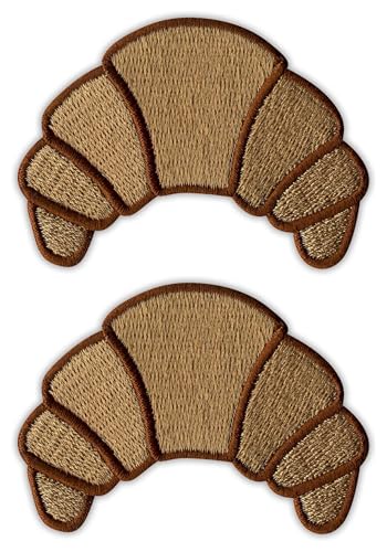 Patchion Croissant Crispy & Tasty, 2 Stück, Semicircular, Embroidered Patch, Patch Patchion Croissant Crispy & Tasty, 2 Stück, Semicircular, Embroidered Patch, Patch von Patchion