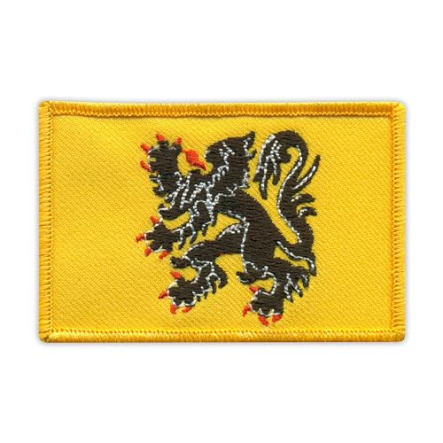 Patchion Flagge von Flandern (Flämische Region) – schwarzer Klettverschluss kompatibel mit Klettverschluss – bestickter Aufnäher/Abzeichen/Emblem von Patchion
