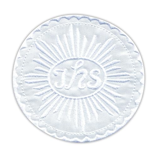 Patchion Host IHS – weißer Vollrahmen – schwarzer Klettverschluss kompatibel mit Klettverschluss – bestickter Patch/Abzeichen/Emblem Patchion Host IHS – weißer Vollrahmen – schwarzer Klettverschluss kompatibel mit Klettverschluss – bestickter Patch/Abzeichen/Emblem von Patchion