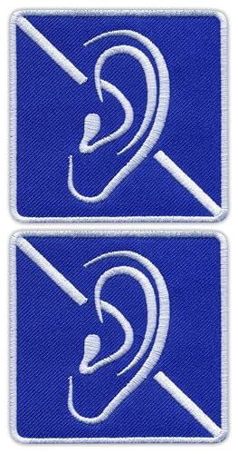 Patchion - Set mit zwei Gehörlosenzeichen - Symbol für Taubheit - Aufbügeln - Bestickter Aufnäher/Abzeichen/Emblem Patchion - Set mit zwei Gehörlosenzeichen - Symbol für Taubheit - Aufbügeln - Bestickter Aufnäher/Abzeichen/Emblem von Patchion