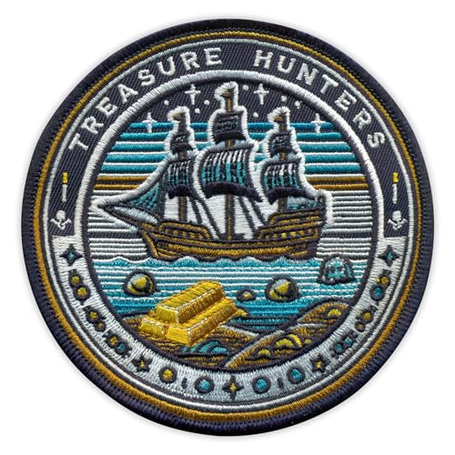 Schatzsucher – runde Form – selbstklebende Rückseite – bestickter Aufnäher/Abzeichen/Emblem Schatzsucher – runde Form – selbstklebende Rückseite – bestickter Aufnäher/Abzeichen/Emblem von Patchion
