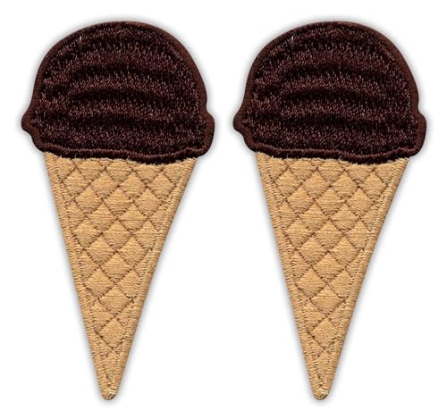 Set mit 2 Aufnähern – Eiscreme – Schokolade – zum Aufbügeln auf der Rückseite – bestickter Aufnäher/Abzeichen/Emblem von Patchion
