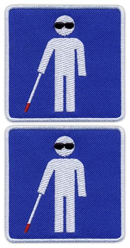 Set mit 2 Blindenschildern – Symbol für Blindheit – zum Aufbügeln auf der Rückseite – bestickter Aufnäher/Abzeichen/Emblem Set mit 2 Blindenschildern – Symbol für Blindheit – zum Aufbügeln auf der Rückseite – bestickter Aufnäher/Abzeichen/Emblem von Patchion