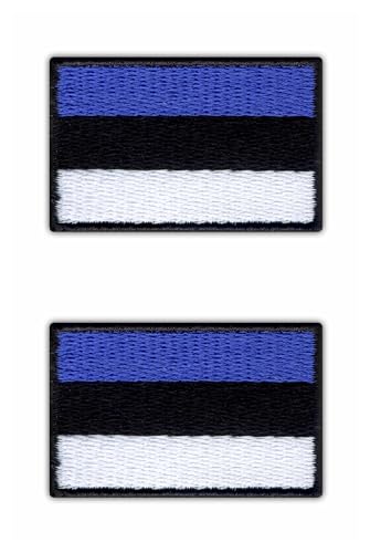 Set mit 2 Stück – Flagge von Estland – Schwarz VeIcro/Klettverschluss-Rückseite – bestickter Aufnäher/Abzeichen/Emblem von Patchion