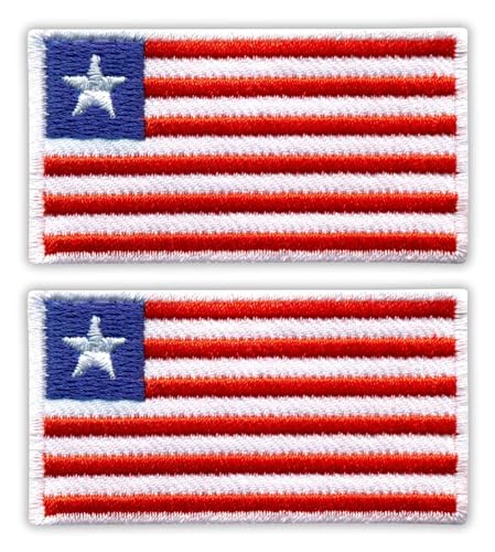 Set mit 2 Stück – Flagge von Liberia – 6,3 cm – zum Aufbügeln auf der Rückseite – bestickter Aufnäher/Abzeichen/Emblem Set mit 2 Stück – Flagge von Liberia – 6,3 cm – zum Aufbügeln auf der Rückseite – bestickter Aufnäher/Abzeichen/Emblem von Patchion