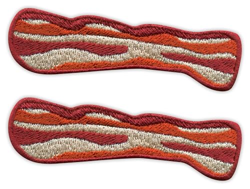 Set mit 2 Stück – Fried Bacon – zum Aufbügeln auf der Rückseite – bestickter Aufnäher/Abzeichen/Emblem Set mit 2 Stück – Fried Bacon – zum Aufbügeln auf der Rückseite – bestickter Aufnäher/Abzeichen/Emblem von Patchion