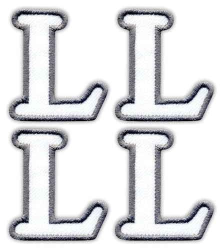 Set mit 4 Buchstaben L, Weiß, Schwarz, VeIcro/Klettverschluss-Rückseite, bestickter Aufnäher/Abzeichen/Emblem von Patchion
