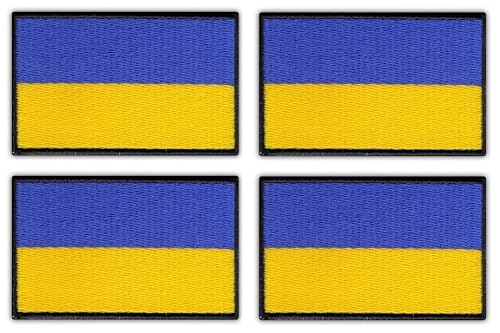 Set mit 4 Flaggen der Ukraine – Mittelgroß – bestickter Aufnäher / Abzeichen / Emblem – 5,5 x 3,5 cm – VeIcro – Klettverschluss von Patchion