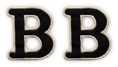 Set mit zwei – Buchstabe B – Schwarz – zum Aufbügeln auf der Rückseite – bestickter Aufnäher/Abzeichen/Emblem von Patchion