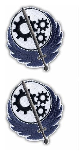 Set mit zwei – Fallout 4 Brotherhood of Steel Logo – Aufbügel/Heißsiegelrückseite – bestickter Aufnäher/Abzeichen/Emblem von Patchion