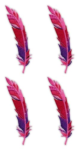 Set mit zwei Federn – Rosa und Lila – zum Aufbügeln auf der Rückseite – bestickter Aufnäher/Abzeichen/Emblem von Patchion
