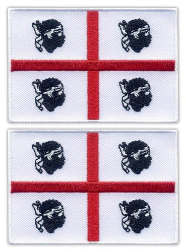 Set mit zwei – Flagge von Sardinien – zum Aufbügeln auf der Rückseite – bestickter Aufnäher/Abzeichen/Emblem von Patchion