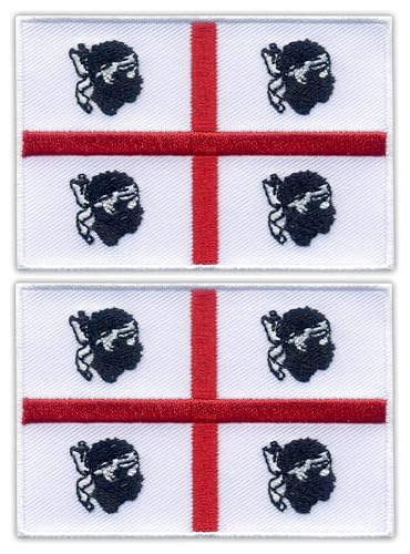 Set mit zwei – Flagge von Sardinien – zum Aufbügeln auf der Rückseite – bestickter Aufnäher/Abzeichen/Emblem von Patchion