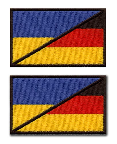Set mit zwei Flicken, Flagge der Ukraine und Deutschland, 7,2 cm x 4,5 cm, zum Aufbügeln oder Aufnähen von Patchion