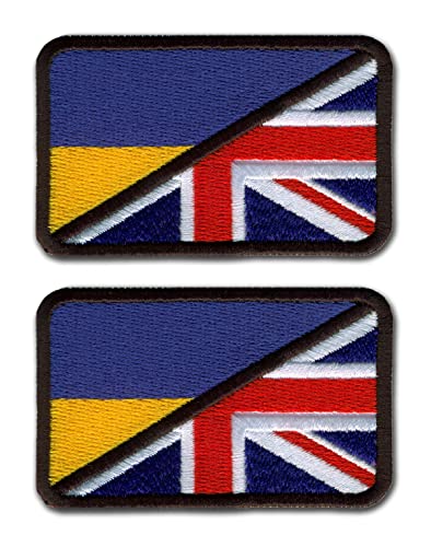 Set mit zwei Aufbügel Patches, Flagge der Ukraine und Großbritannien, Solidarität, 7,2 cm x 4,5 cm, zum Aufbügeln oder Aufnähen Set mit zwei Aufbügel Patches, Flagge der Ukraine und Großbritannien, Solidarität, 7,2 cm x 4,5 cm, zum Aufbügeln oder Aufnähen von Patchion