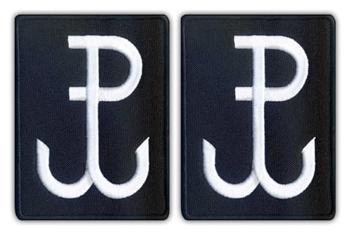 Set mit zwei – Kampf Polen – Anker (Schwarz)/Polska Walczaca – Kotwica – Aufbügel/Heißsiegelrückseite – bestickter Aufnäher/Abzeichen/Emblem von Patchion