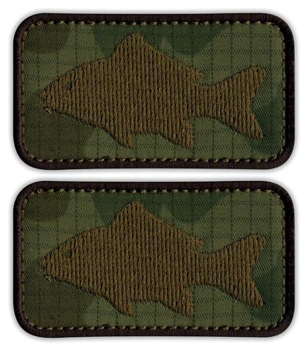Set mit zwei Karpfenfischen für Karpfenfänger in Tarnfarbe zum Aufnähen – bestickter Aufnäher / Abzeichen / Emblem Set mit zwei Karpfenfischen für Karpfenfänger in Tarnfarbe zum Aufnähen – bestickter Aufnäher / Abzeichen / Emblem von Patchion