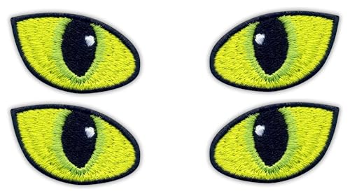 Set mit zwei Katzenaugen – in Tageslicht – zum Aufbügeln auf der Rückseite – bestickter Aufnäher/Abzeichen/Emblem von Patchion
