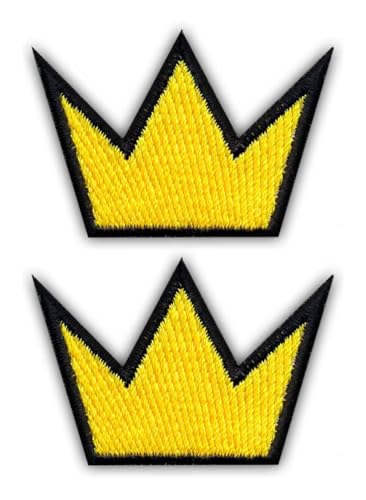 Set mit zwei – Krone – zum Aufbügeln auf der Rückseite – bestickter Aufnäher/Abzeichen/Emblem von Patchion