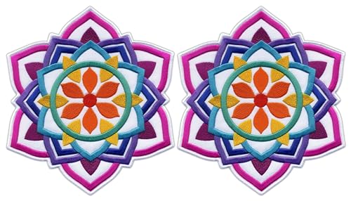 Set mit zwei – Mandala – Weiß Big 20,3 cm – Rückseite Patch – Aufnähen – Bestickter Aufnäher/Abzeichen/Emblem Set mit zwei – Mandala – Weiß Big 20,3 cm – Rückseite Patch – Aufnähen – Bestickter Aufnäher/Abzeichen/Emblem von Patchion