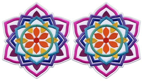 Set mit zwei – Mandala – Weiß Big 20,3 cm – Rückseite Patch – Aufnähen – Bestickter Aufnäher/Abzeichen/Emblem Set mit zwei – Mandala – Weiß Big 20,3 cm – Rückseite Patch – Aufnähen – Bestickter Aufnäher/Abzeichen/Emblem von Patchion