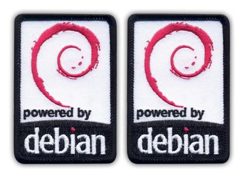 Set mit zwei – Powered by Debian – Aufnäher – bestickter Aufnäher/Abzeichen/Emblem von Patchion