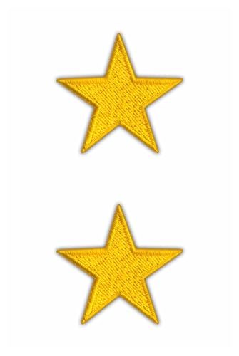 Set mit zwei – Stern – Gelb – zum Aufnähen – bestickter Aufnäher/Abzeichen/Emblem von Patchion