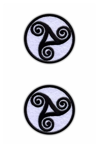 Set mit zwei – keltischen Kreis – Triskelion – schwarzes VeIcro/Klettverschluss-Rückseite – bestickter Aufnäher/Abzeichen/Emblem von Patchion