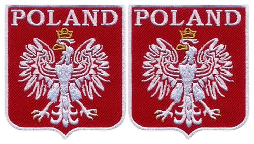 Set mit zwei polnischen Wappen – Standard – Polen – zum Aufnähen – bestickt von Patchion