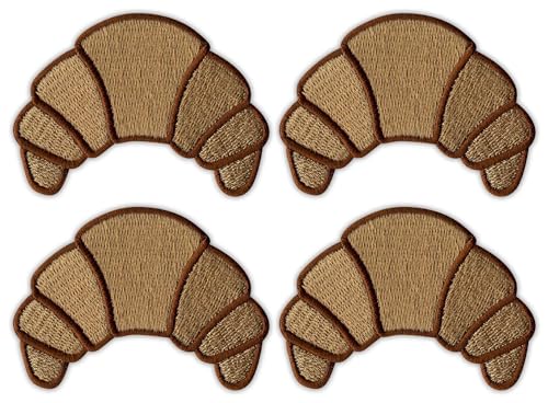 Set von 4 – Croissant – Crispy & Tasty – Aufnäher – bestickter Aufnäher / Abzeichen / Emblem Set von 4 – Croissant – Crispy & Tasty – Aufnäher – bestickter Aufnäher / Abzeichen / Emblem von Patchion