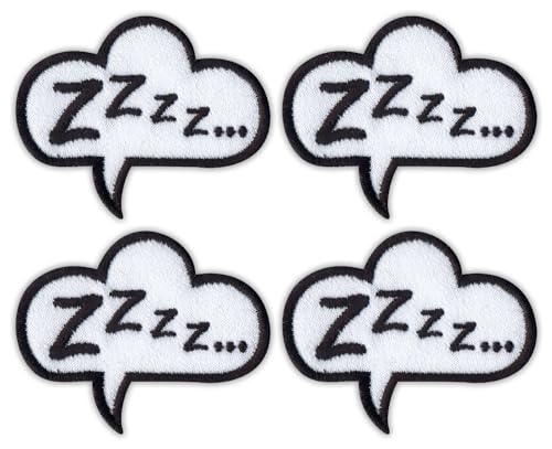 Set von 4 – Sprechblase – Zzzz... – Aufnäher – bestickter Aufnäher / Abzeichen / Emblem Set von 4 – Sprechblase – Zzzz... – Aufnäher – bestickter Aufnäher / Abzeichen / Emblem von Patchion