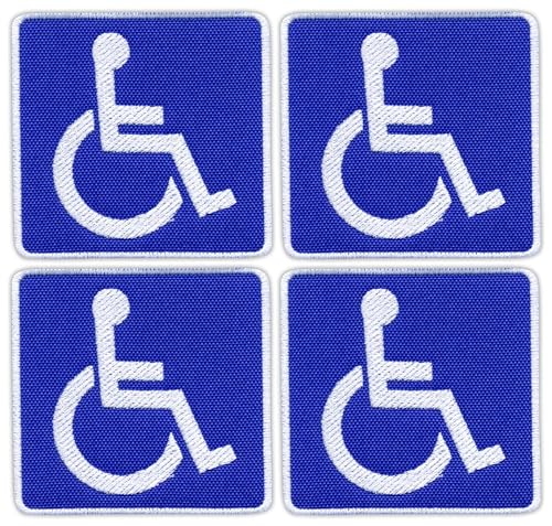 Set von vier – Behindertenschild – zum Aufnähen – bestickter Patch/Abzeichen/Emblem von Patchion