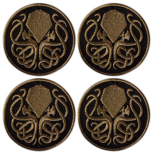 Set von vier – Cthulhu Vintage Gold – Aufnäher – bestickter Aufnäher / Abzeichen / Emblem von Patchion