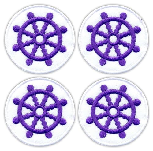 Set von vier – Dharma Wheel – Aufnäher – bestickter Aufnäher / Abzeichen / Emblem von Patchion