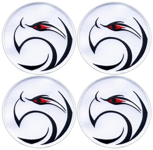 Set von vier – Falke mit rotem Auge – zum Aufnähen – bestickter Aufnäher/Abzeichen/Emblem von Patchion