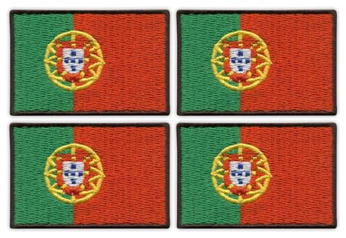 Set von vier – Flagge Portugals – Aufnäher – bestickter Aufnäher / Abzeichen / Emblem von Patchion