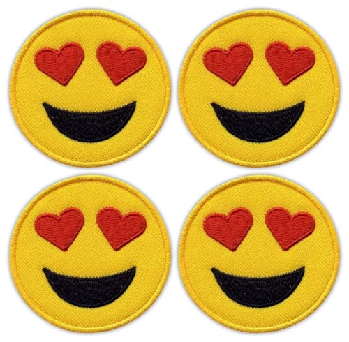 Set von vier – Herz Augen Gesicht – klein – Emoji – zum Aufnähen – bestickter Patch/Abzeichen/Emblem Set von vier – Herz Augen Gesicht – klein – Emoji – zum Aufnähen – bestickter Patch/Abzeichen/Emblem von Patchion