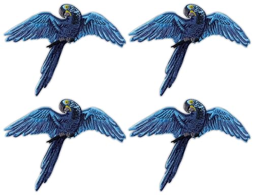 Set von vier – Hyazinthe Ara – Papagei – Aufnäher – bestickter Aufnäher / Abzeichen / Emblem Set von vier – Hyazinthe Ara – Papagei – Aufnäher – bestickter Aufnäher / Abzeichen / Emblem von Patchion