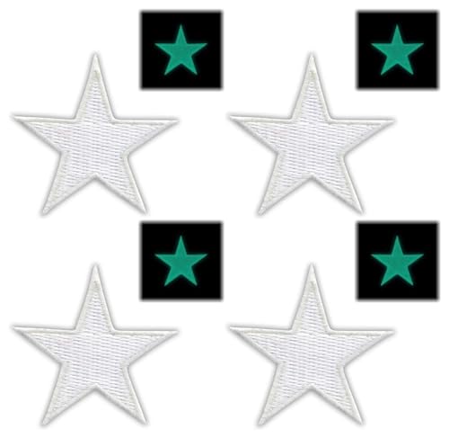 Set von vier – Phosphoreszierender Stern – zum Aufnähen – bestickter Aufnäher/Abzeichen/Emblem von Patchion