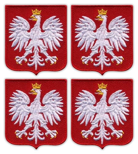 Set von vier – Polen/Polnisches Wappen – klein – zum Aufnähen – bestickter Aufnäher/Abzeichen/Emblem von Patchion
