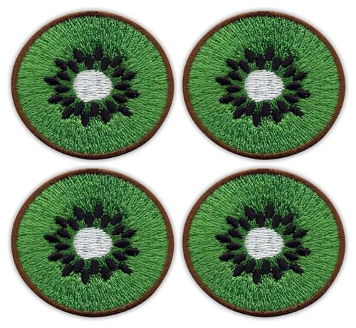 Set von vier – Scheibe Kiwi – grüne und gesunde Früchte – zum Aufnähen – bestickter Aufnäher / Abzeichen / Emblem von Patchion
