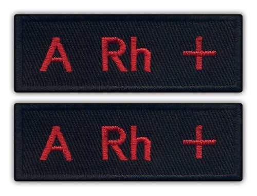 Set von zwei – Blutgruppe A Rh + – zum Aufnähen – bestickter Aufnäher/Abzeichen/Emblem von Patchion