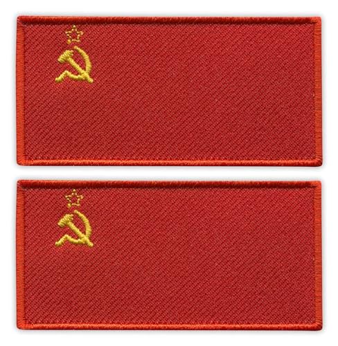 Set von zwei – Flagge der UdSSR – der Sowjetunion – Schwarz VeIcro/Klettverschluss-Rückseite – gestickter Aufnäher/Abzeichen/Emblem von Patchion